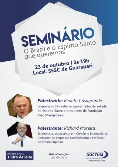 seminário doctum - Faculdade de Guarapari convida ex-governador do ES para seminário