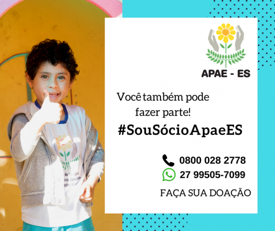 Campanha #SouSócioApaeES é lançada em Guarapari e todo Estado 3 Banner pequeno SouSócioApaeES