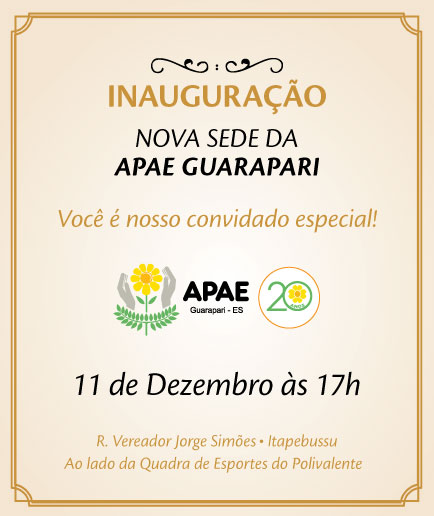 Apae inaugura sede própria amanhã (11) em Guarapari