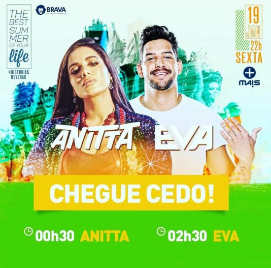 Eleita a mulher do ano em 2017, Anitta canta nesta sexta (19) no Multiplace Mais 2 anitta e eva