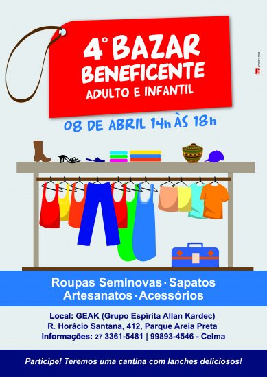 Geak promove bazar para manutenção de projetos em Guarapari 1 GEAK 4Bazar Beneficente outubro A3 01