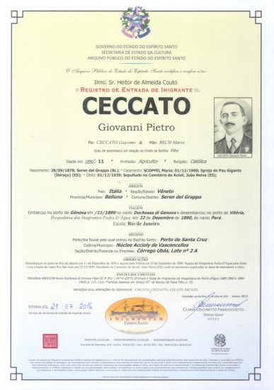 Registro dos imigrantes que chegaram ao ES disponível durante festa italiana em Guarapari 2 registro imigrantes