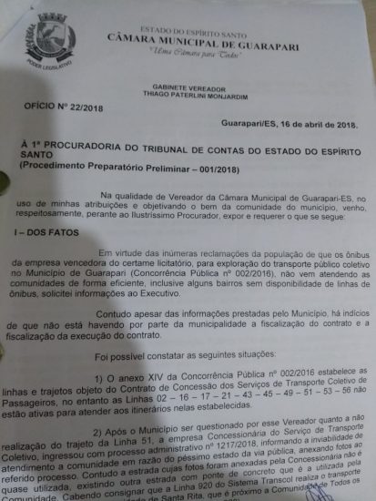 recibo2 - Denúncia: frota reduzida e falta de ônibus em áreas de Guarapari