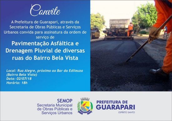 ordem Bela vista - Pavimentação e drenagem em mais um bairro de Guarapari