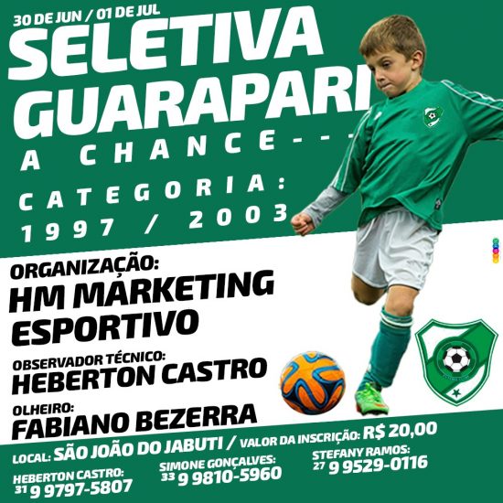 seletiva - Guarapari irá receber seletiva de futebol masculino na categoria de 15 a 21 anos