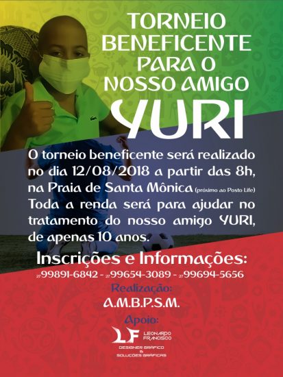 yuri - Torneio de futebol em prol de criança com leucemia em Guarapari