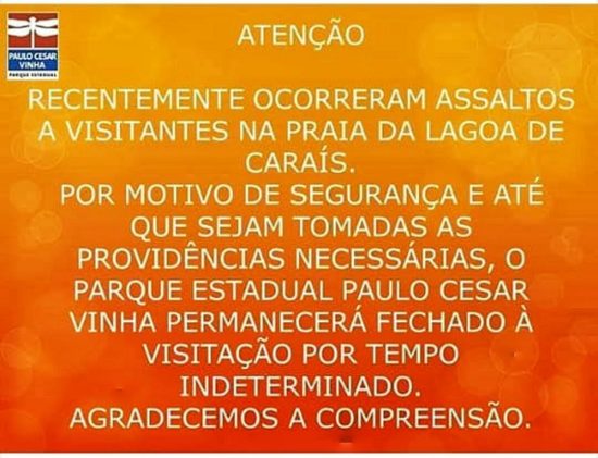 Parque Paulo - "Fake news correm com facilidade", disse Iema sobre o boato do fechamento do Parque Paulo César Vinha em Guarapari
