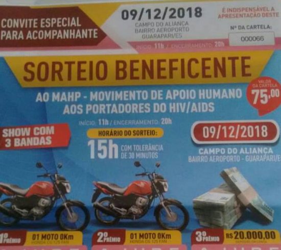 mahp - Sorteio beneficente arrecada fundos para o Mahp em Guarapari