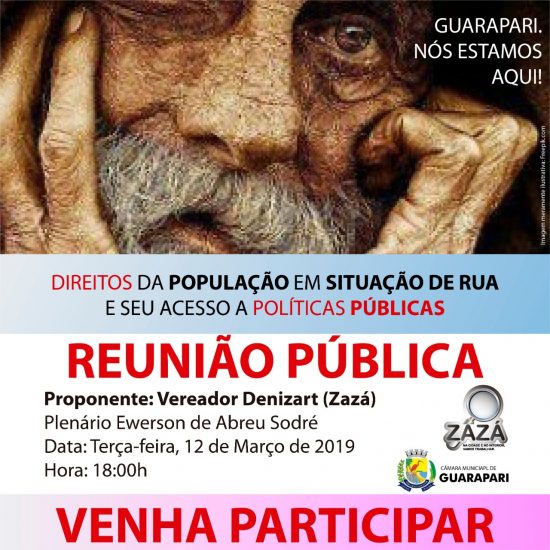 reuniaomoradores - Direitos da população em situação de rua será debatido hoje (12) na Câmara de Guarapari
