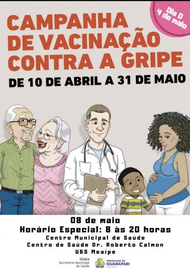vacinação - Dia D contra gripe será 04 de maio; Guarapari fará vacinação em todas as salas do município