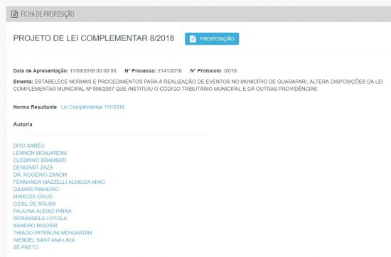 projeto de lei 8 2018