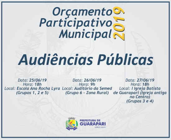 orçamento participativo 1 - Reuniões do Orçamento Participativo acontecem na próxima semana em Guarapari