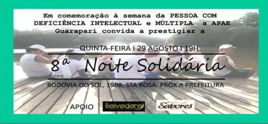 WhatsApp Image 2019 08 08 at 08.33.27 - 8ª noite solidária da Apae promete momento de confraternização em Guarapari