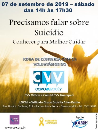 WhatsApp Image 2019 09 02 at 08.53.13 - Setembro Amarelo: Eventos discutem sobre o suicídio em Guarapari