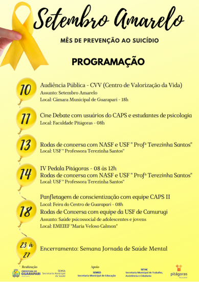 stembro amarelo program 2 - Setembro Amarelo: Eventos discutem sobre o suicídio em Guarapari