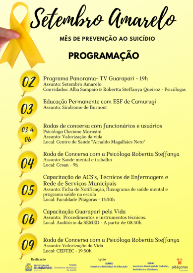 stembro amarelo program - Setembro Amarelo: Eventos discutem sobre o suicídio em Guarapari