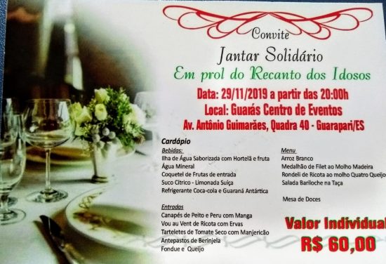 JantarRecanto - Grupo de amigos promove jantar beneficente em prol do Recanto dos Idosos em Guarapari