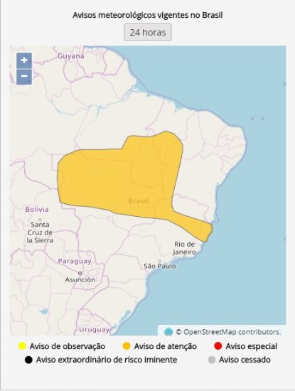 Guarapari tem aviso de atenção para tempestade de raios e vendaval nesta segunda (18) 1 aviso de atenção