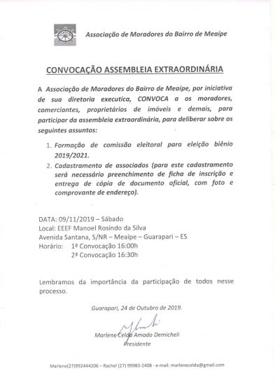 Associação de Moradores de Meaípe prepara nova eleição em Guarapari 1 convocação Meaípe