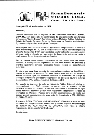 ROMA DES - Ação do MP pede embargo de loteamento em Guarapari