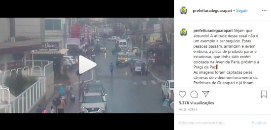 Polícia deve investigar caso de placa arrancada por casal em Guarapari 2 post insta pmg