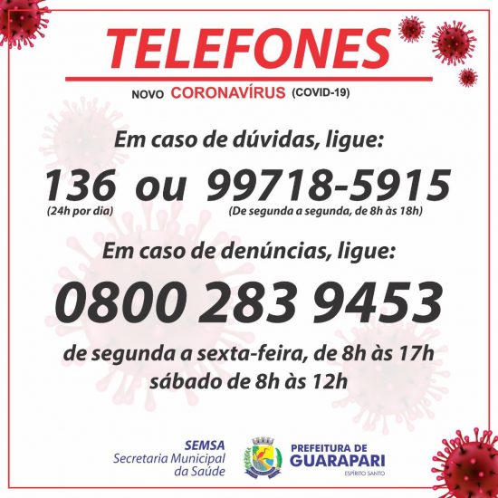 Coronavírus: Guarapari tem canais próprios para esclarecimentos sobre a doença 1 PMG canais de comunicação