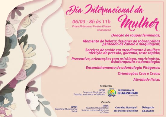 dia da mulher - Prefeitura de Guarapari promove ação social pelo Dia Internacional da Mulher nesta sexta (06)