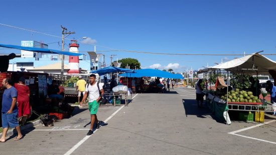feira - Feiras municipais seguem funcionando com produtores de Guarapari e distância entre as barracas