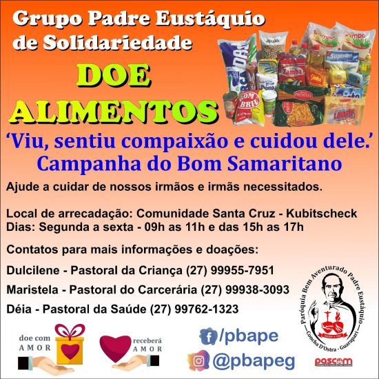 ec5bf7c7 3e79 4b8d ac02 d6cecbf3bc18 - Coronavírus: Igreja católica de Guarapari arrecada alimentos para famílias carentes