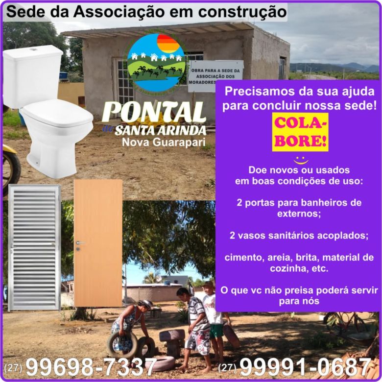 Comunidade de Santa Arinda pede doações para obra da associação do bairro em Guarapari