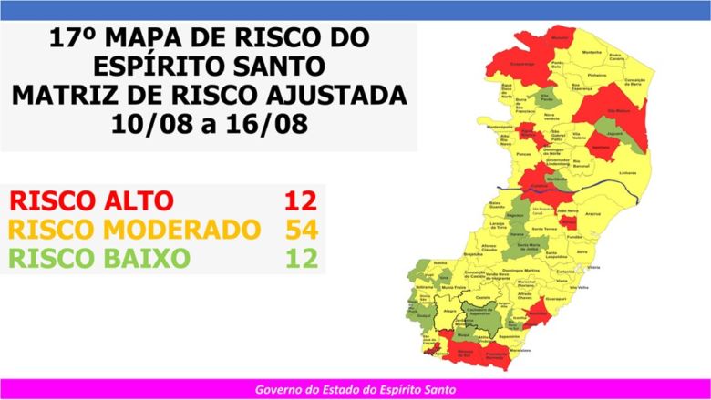 MAPA DE RISCO 2020.08 - Governo do ES divulga 17º Mapa de Risco da Covid-19