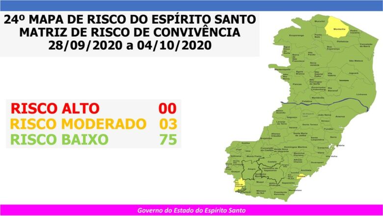 24o MAPA DE RISCO 28.09 a 05.10 1 - Governo do ES autoriza aulas presenciais a partir de 05 de outubro