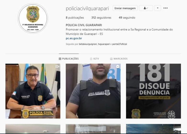 Perfil no Instagram aproxima Polícia Civil da população de Guarapari