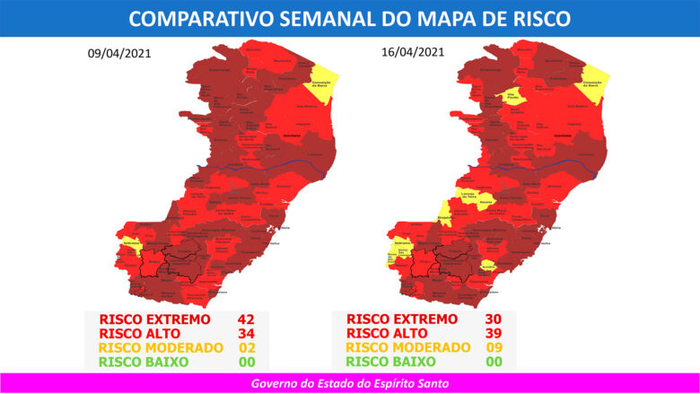 51o MAPA DE RISCO 19.04 a 25.04 - 51° Mapa de Risco: Guarapari e Anchieta seguem em risco extremo nas próximas duas semanas