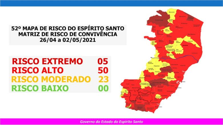 52o MAPA DE RISCO 26.04 a 02.05 - 52º Mapa de Risco: Guarapari, Anchieta e outros 23 municípios deixam risco extremo