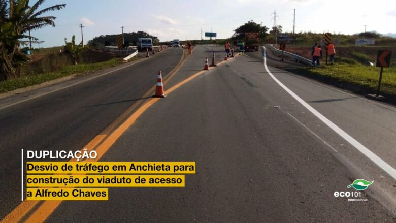 Duplicação: desvio de tráfego em Anchieta para construção do viaduto de acesso a Alfredo Chaves