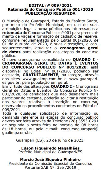 Prefeitura de Guarapari retoma Concurso Público adiado por conta da Covid-19