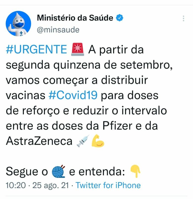 3 dose - Terceira dose de vacina contra a Covid-19 será aplicada a partir de setembro no Brasil
