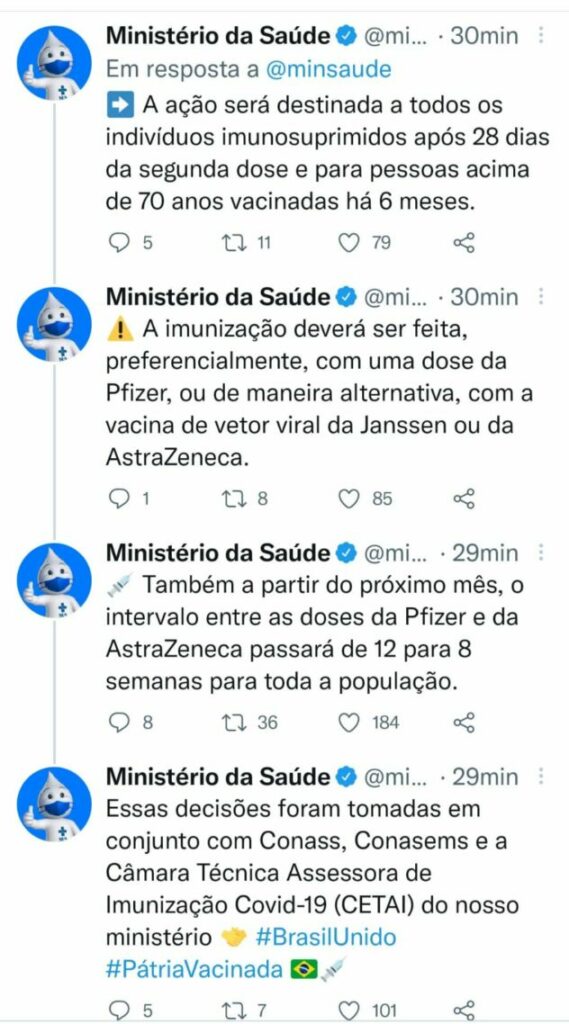 3 dose1 - Terceira dose de vacina contra a Covid-19 será aplicada a partir de setembro no Brasil