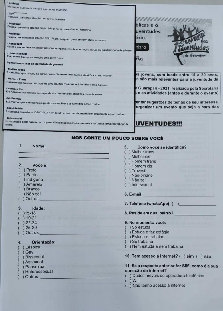 Questionário de evento para jovens em Guarapari gera polêmica; prefeitura esclarece