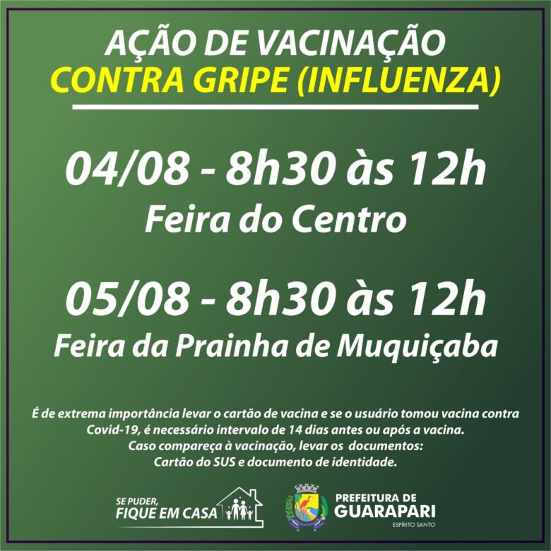 Guarapari realiza ações de vacinação contra a Covid-19 e a gripe (Influenza)