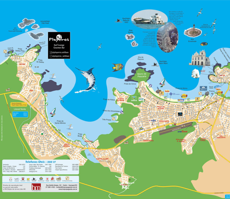 Artigo: um transporte interpraias em vans poderia desafogar a praia do morro 3 mapa turistico guarapari01