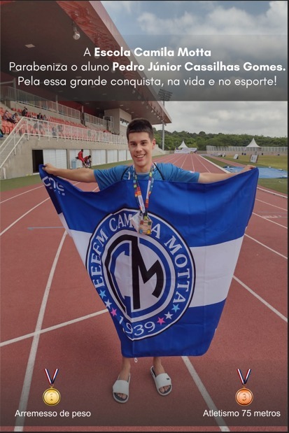 Representando Alfredo Chaves, atleta ganha ouro e bronze nas Paralimpíadas Escolares 2021