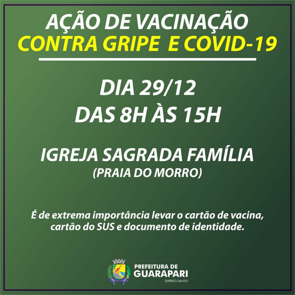 Vacinação Guarapari: Praia do Morro recebe ação contra gripe e Covid-19 nesta quarta (29)