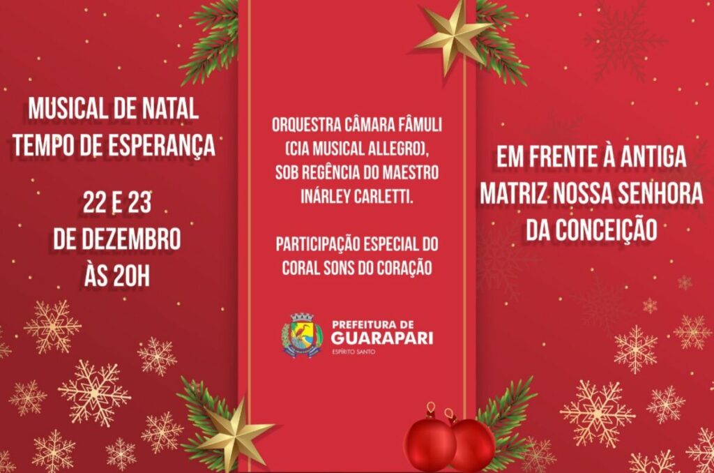“Musical de Natal” terá duas apresentações em Guarapari