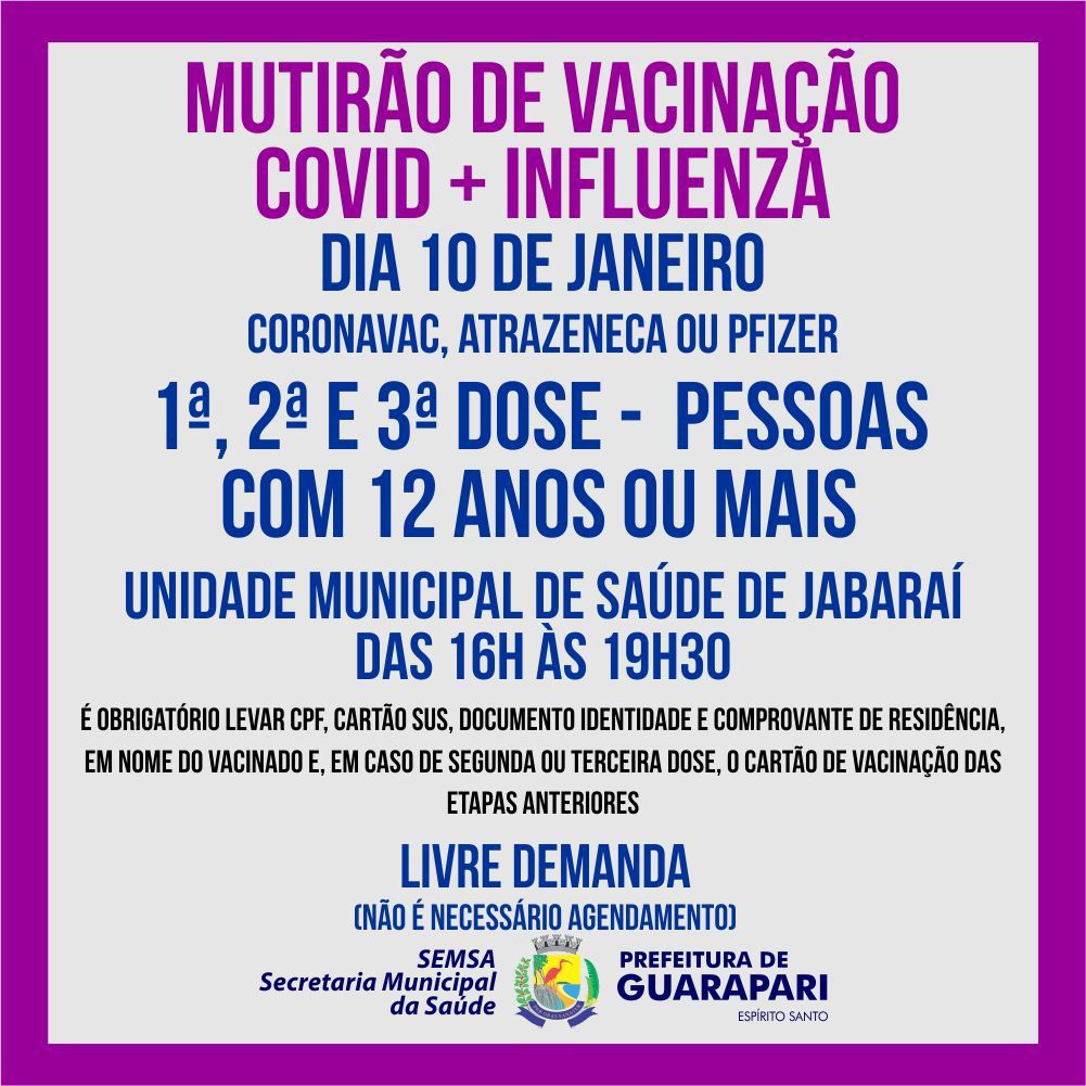 WhatsApp Image 2022 01 10 at 11.51.56 AM - Mutirão: Guarapari realiza vacinação contra Covid e Influenza ainda hoje (10)