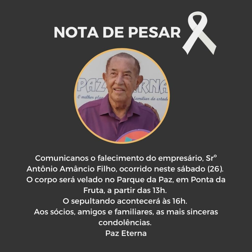 Sr. Antônio Amâncio, fundador da Paz Eterna, faleceu neste sábado (26)