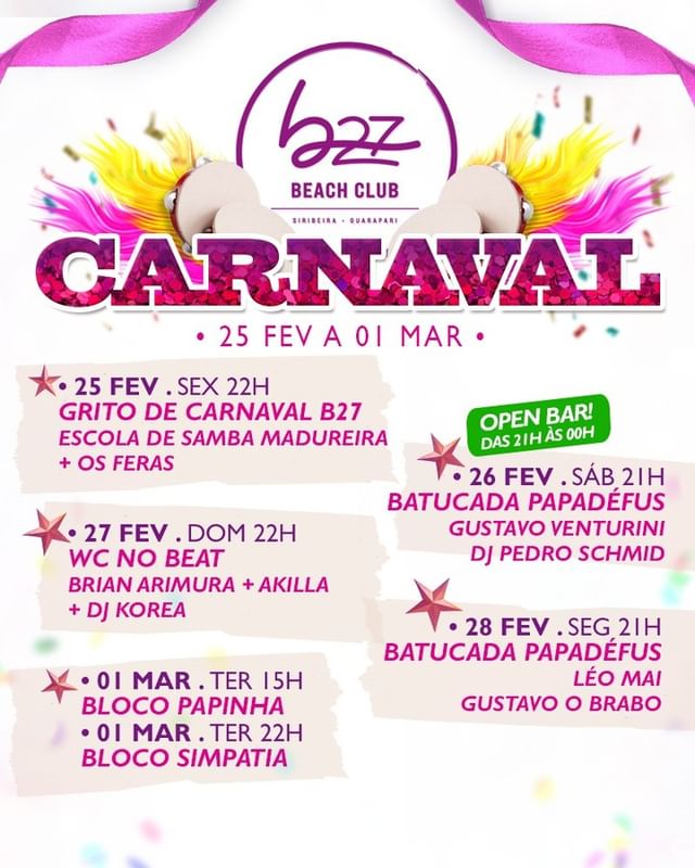 Blocos, escolas e atrações nacionais animam Carnaval em clubes de Guarapari