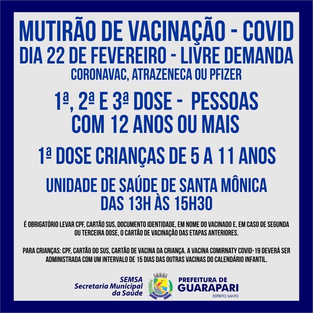 Guarapari organiza mais dois mutirões de vacinação contra a Covid-19
