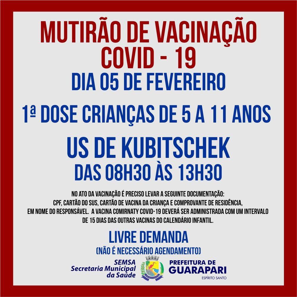 Guarapari realiza ação de vacinação para crianças na Unidade de Saúde do Kubitscheck